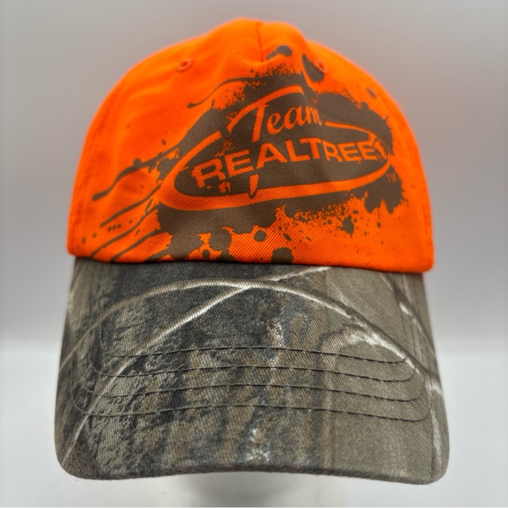 Team Realtree Baseball Cap Men’s Neon Orange/Camouflage Adjustable Hat OSFM